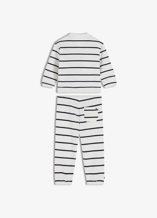 Tommy Hilfiger Set van sweater en joggingbroek met streepprint 2-delig - achterkant 2 wit