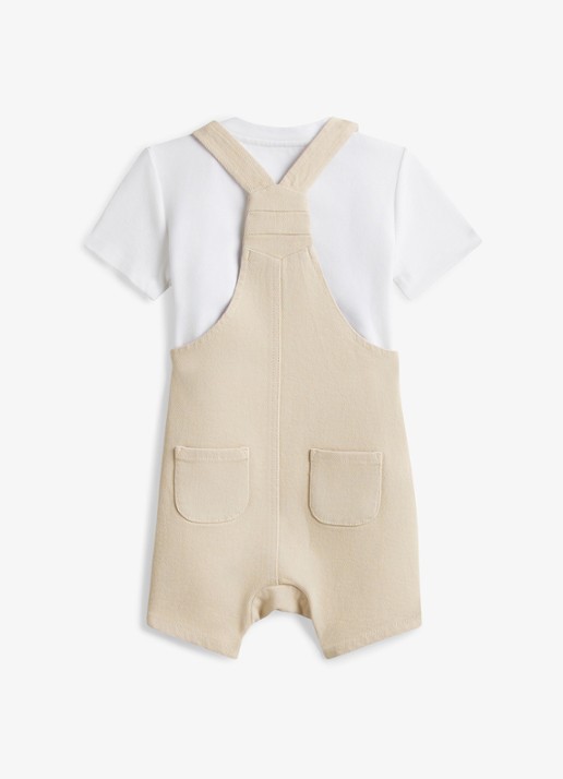 Tommy Hilfiger Set van tuinbroek en t-shirt - achterkant 3 beige