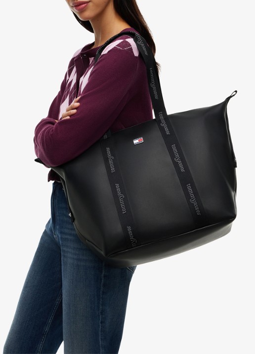 Tommy Hilfiger Shopper met logo - detail 2 zwart