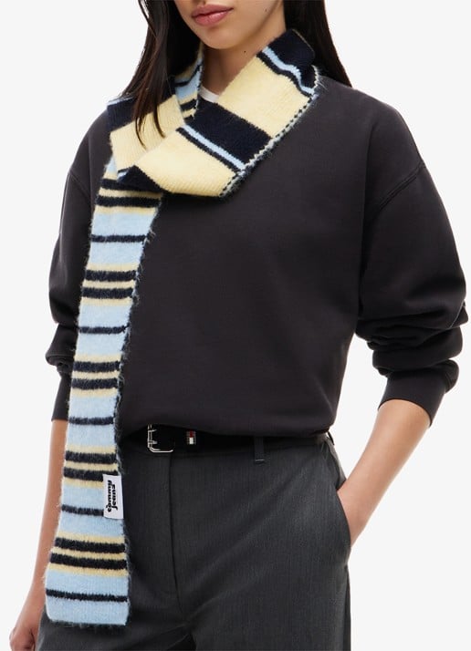 Tommy Hilfiger Sjaal in alpaca wolblend met streepdessin  - detail 2 geel