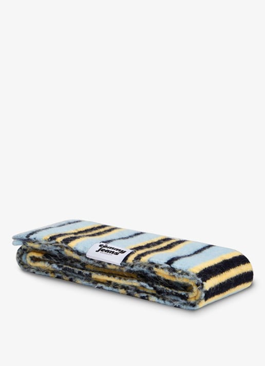 Tommy Hilfiger Sjaal in alpaca wolblend met streepdessin  - detail 3 geel