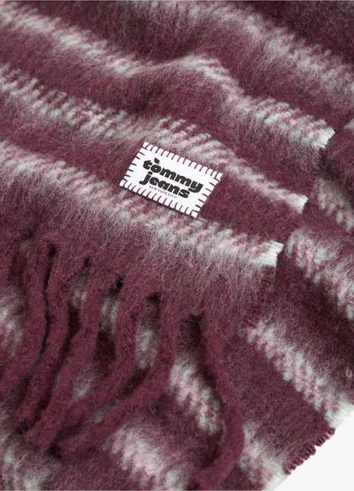 Tommy Hilfiger Sjaal in wolblend met franjes  - detail 3 rood