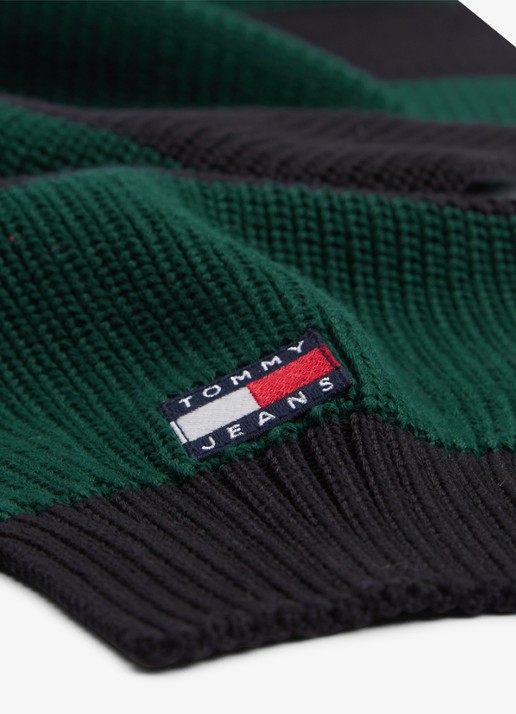 Tommy Hilfiger Sjaal met streepprint - detail 3 groen