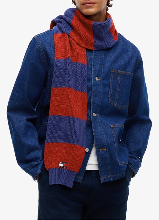 Tommy Hilfiger Sjaal met streepprint - detail 2 rood