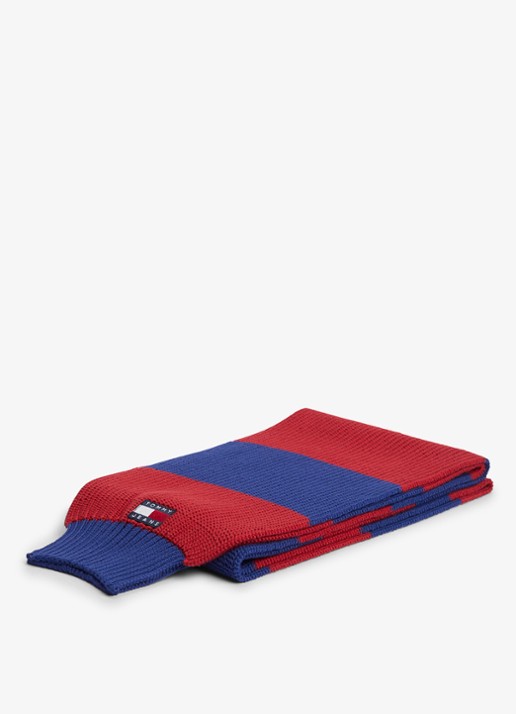 Tommy Hilfiger Sjaal met streepprint - detail 3 rood