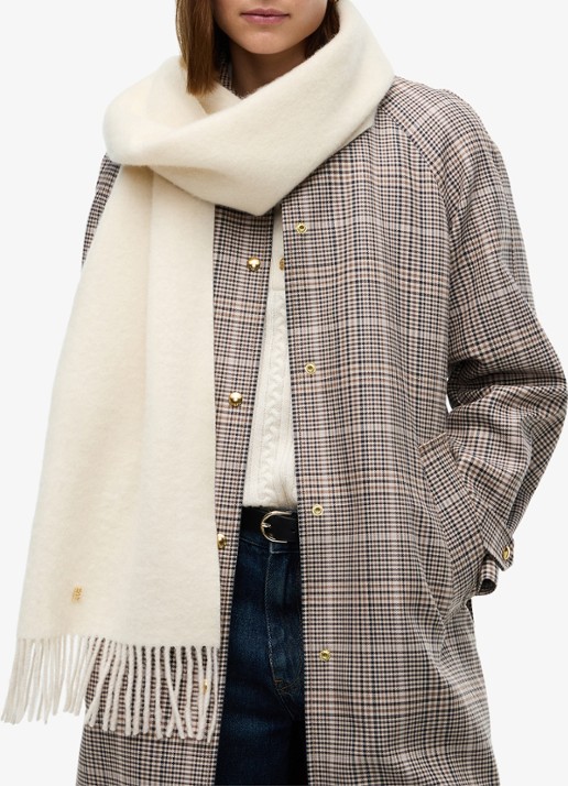 Tommy Hilfiger Sjaal van wol - detail ivoor