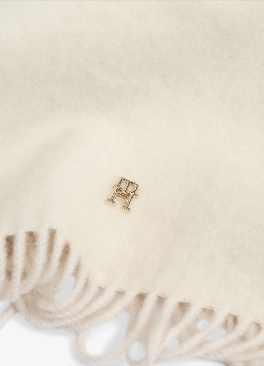 Tommy Hilfiger Sjaal van wol - detail 3 ivoor