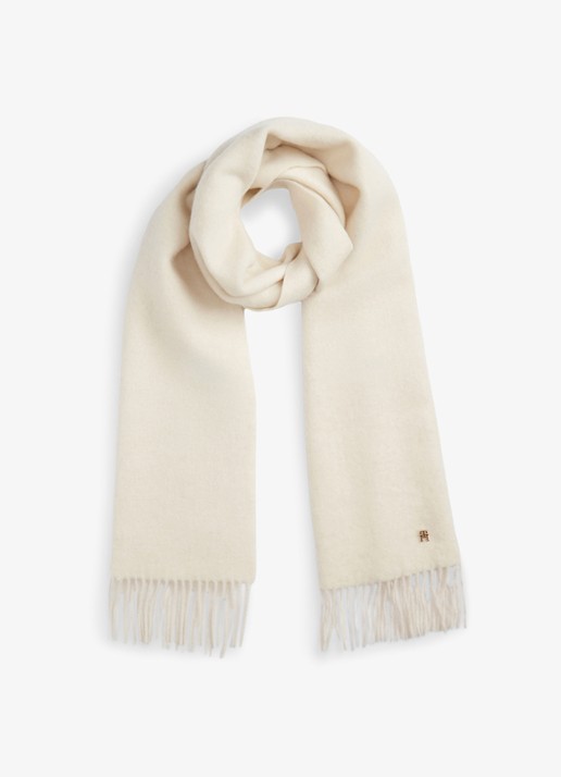 Tommy Hilfiger Sjaal van wol - voorkant 4 ivoor