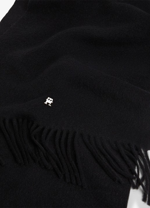 Tommy Hilfiger Sjaal van wol - detail 4 zwart