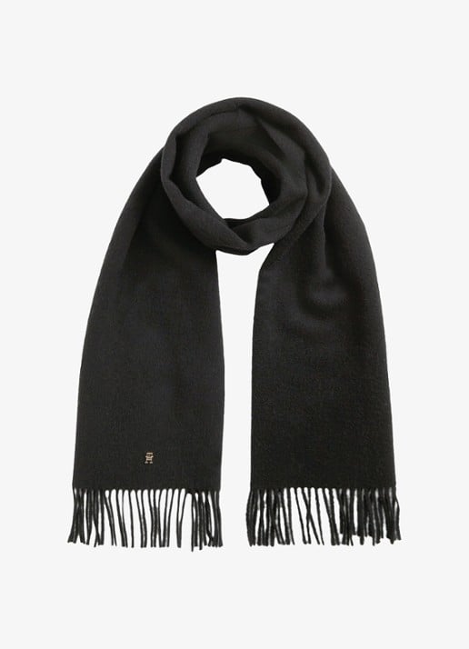 Tommy Hilfiger Sjaal van wol - voorkant zwart