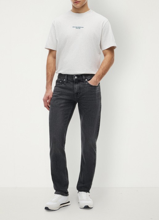 Tommy Hilfiger Slim fit jeans met gekleurde wassing - voorkant 2 zwart