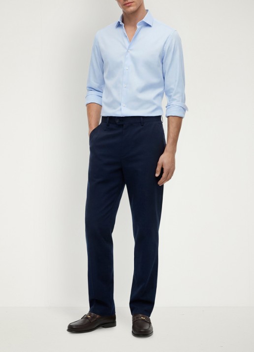 Tommy Hilfiger Slim fit overhemd met button down kraag - voorkant 3 lichtblauw