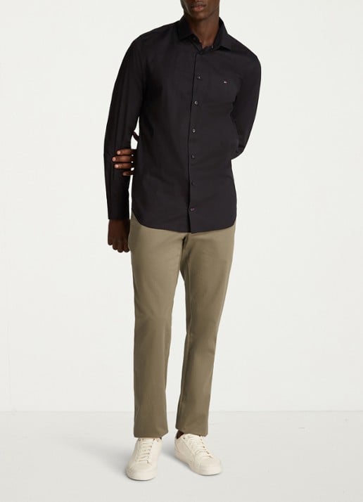 Tommy Hilfiger Slim fit overhemd met logo - voorkant 5 zwart
