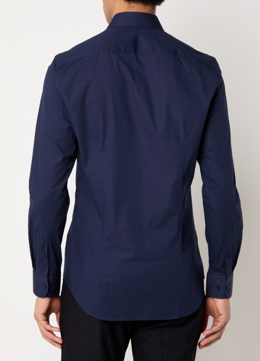 Tommy Hilfiger Slim fit overhemd met logo - achterkant 7 donkerblauw