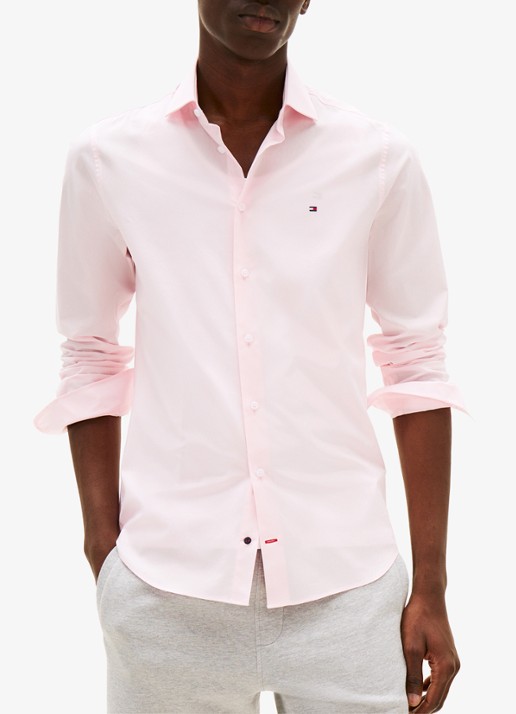 Tommy Hilfiger Slim fit overhemd met logo - detail lichtroze