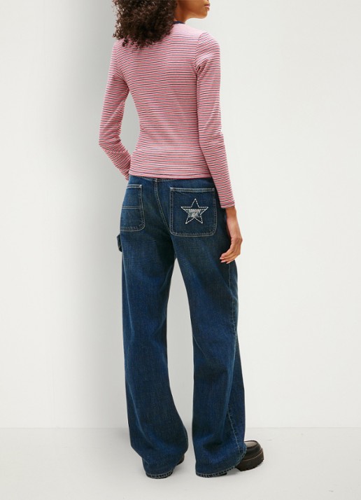 Tommy Hilfiger Slim Ribbed Long Sleeve T-Shirt - achterkant 5 rood