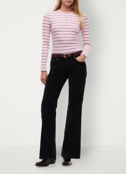 Tommy Hilfiger Slim Ribbed Long Sleeve T-Shirt - voorkant 4 roze