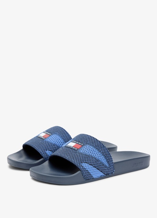 Tommy Hilfiger Slipper met logo - voorkant 3 donkerblauw