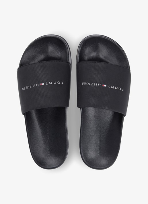 Tommy Hilfiger Slipper met logo - detail 4 zwart