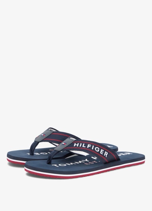 Tommy Hilfiger Slipper met logo - detail 2 lichtblauw
