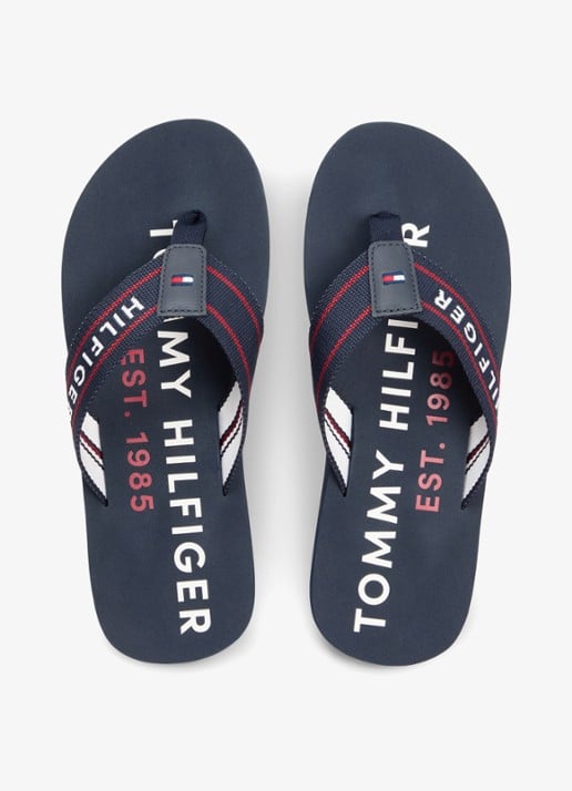 Tommy Hilfiger Slipper met logo - detail 4 lichtblauw