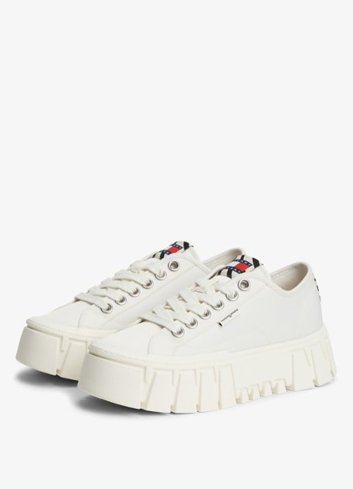 Tommy Hilfiger Sneaker met logo - detail 4 ivoor