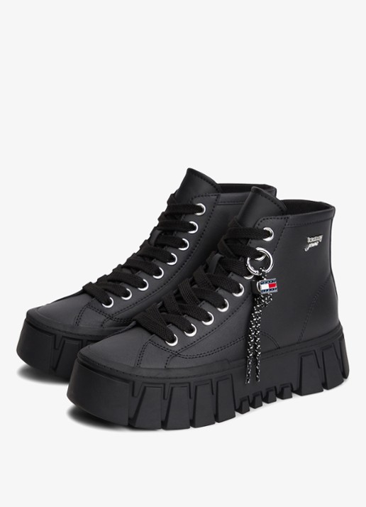 Tommy Hilfiger Sneaker met plateauzool  - detail zwart
