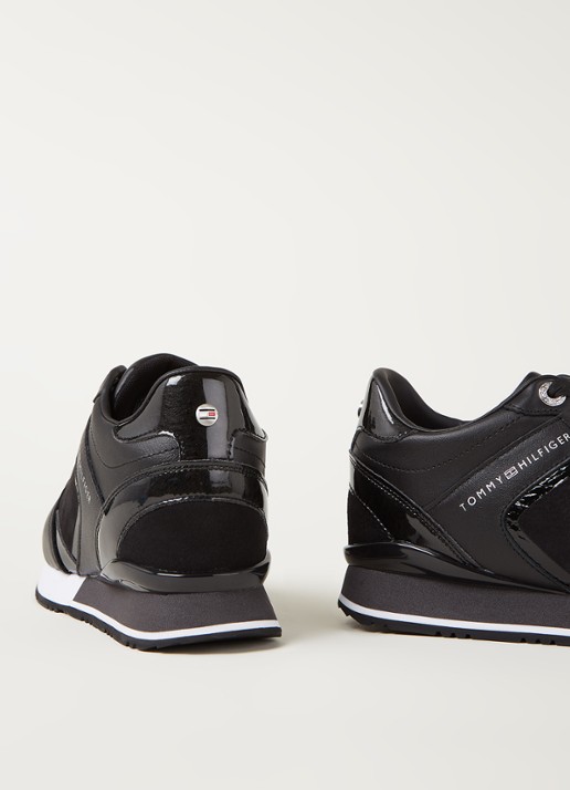 Tommy Hilfiger Sneaker met sleehak van leer - detail zwart