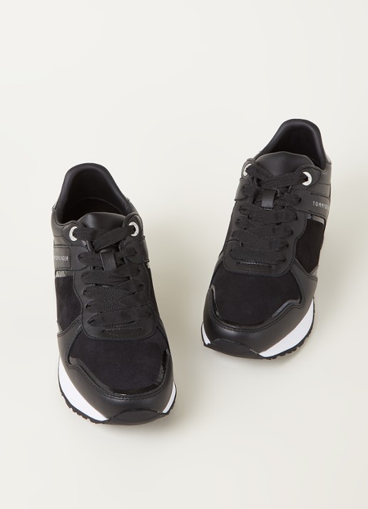 Tommy Hilfiger Sneaker met sleehak van leer - detail 2 zwart