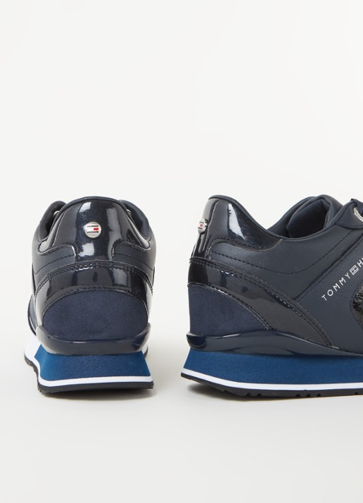 Tommy Hilfiger Sneaker met sleehak van leer - detail 2 donkerblauw