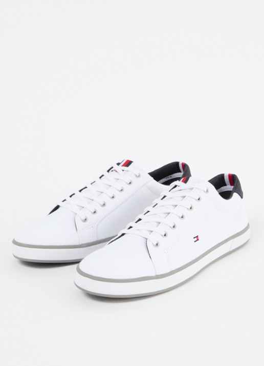 Tommy Hilfiger Sneaker van canvas met logo - detail 2 wit