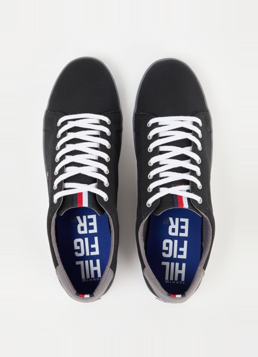 Tommy Hilfiger Sneaker van canvas met logo - detail 3 zwart