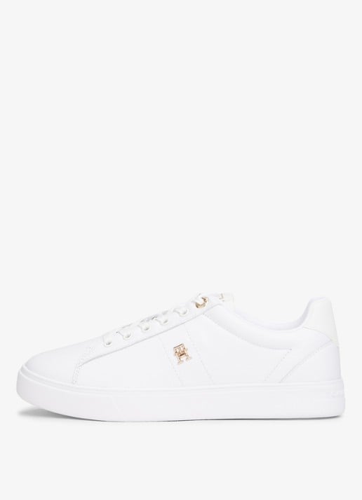 Tommy Hilfiger Sneaker van leer met logo - detail 4 wit