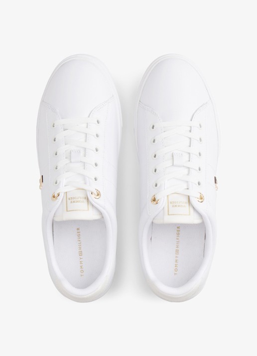 Tommy Hilfiger Sneaker van leer met logo - detail 6 wit