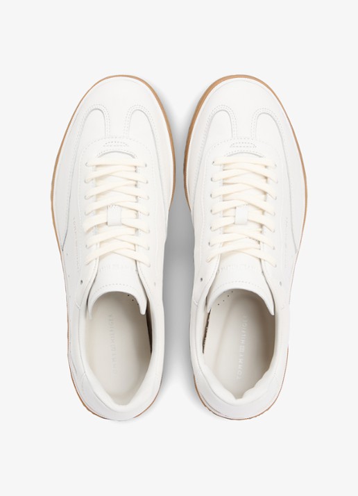 Tommy Hilfiger Sneaker van leer met logo - detail 4 wit