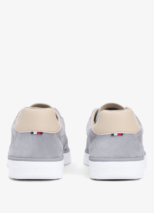 Tommy Hilfiger Sneaker van suède met logo - detail 2 licht grijs