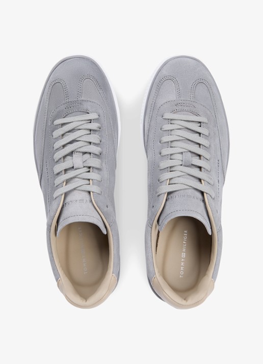 Tommy Hilfiger Sneaker van suède met logo - detail 3 licht grijs