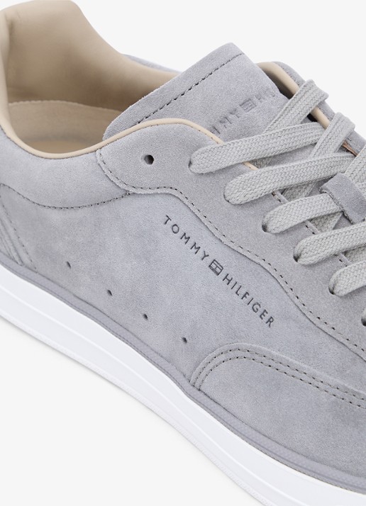 Tommy Hilfiger Sneaker van suède met logo - detail 4 licht grijs