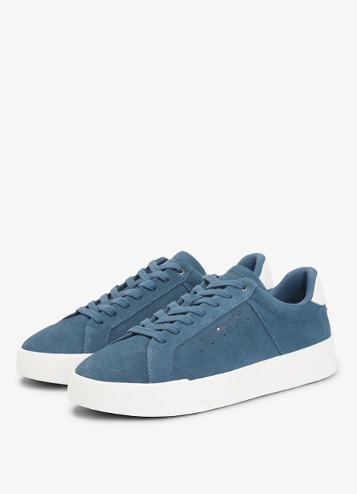 Tommy Hilfiger Sneaker van suède - detail 3 kobaltblauw