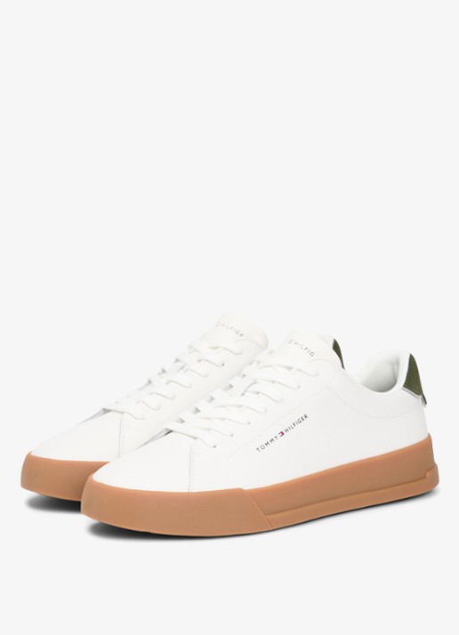 Tommy Hilfiger Sneakers van leer - detail 4 ecru-arctic spruce