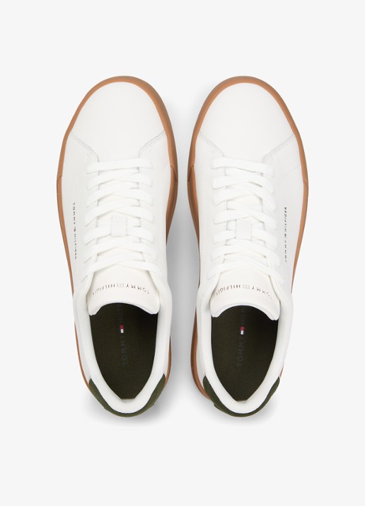 Tommy Hilfiger Sneakers van leer - detail 5 ecru-arctic spruce