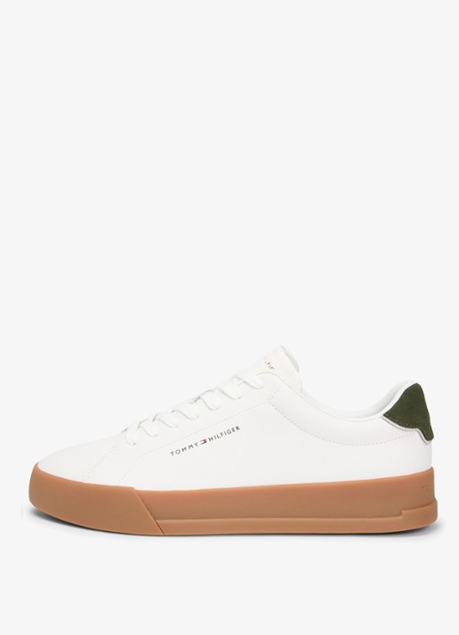 Tommy Hilfiger Sneakers van leer - voorkant 2 ecru-arctic spruce