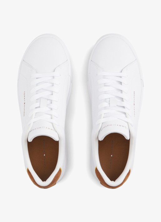 Tommy Hilfiger Sneakers van leer - detail 4 white/coconut groove-02r / wit
