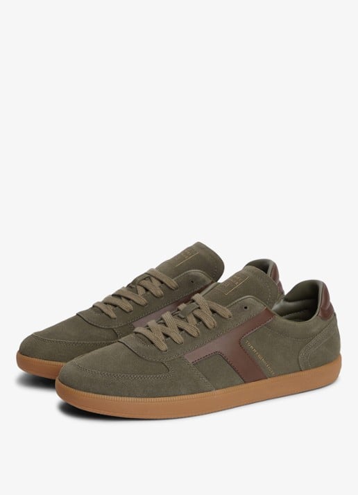 Tommy Hilfiger Sneakers van suède - detail olijfgroen