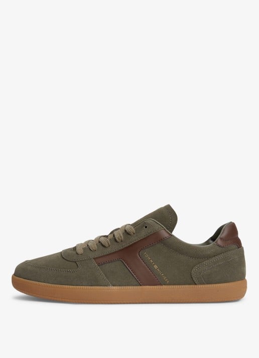 Tommy Hilfiger Sneakers van suède - detail 3 olijfgroen