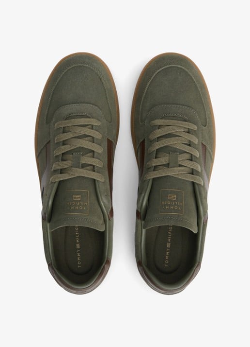 Tommy Hilfiger Sneakers van suède - detail 4 olijfgroen