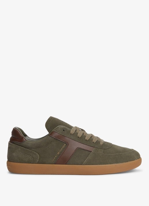 Tommy Hilfiger Sneakers van suède - voorkant 6 olijfgroen
