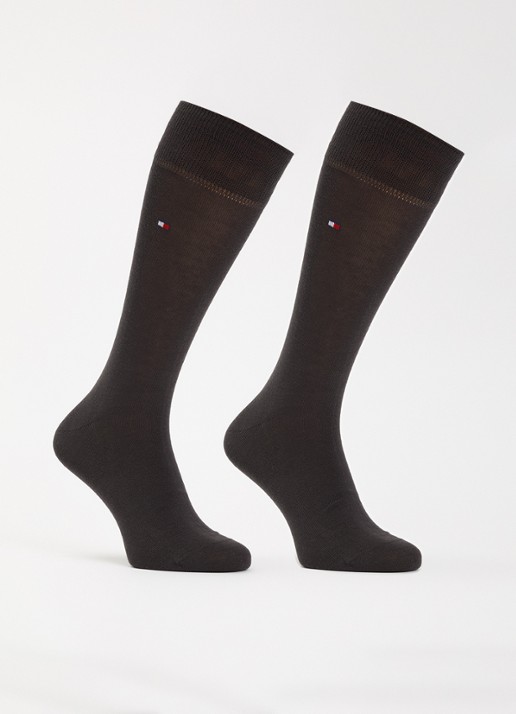 Tommy Hilfiger Sokken in katoenblend met logo in 2-pack - voorkant 2 donkerbruin