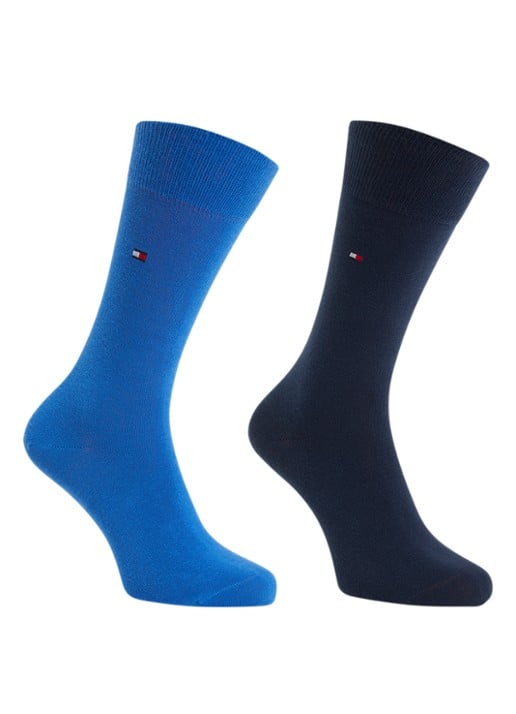Tommy Hilfiger Sokken in katoenblend met logo in 2-pack - voorkant kobaltblauw