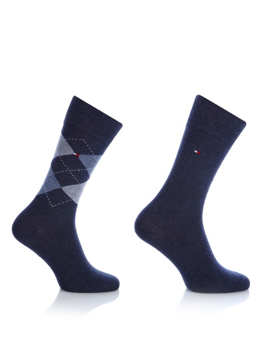Tommy Hilfiger Sokken in katoenblend met logo in 2-pack - voorkant donkerblauw
